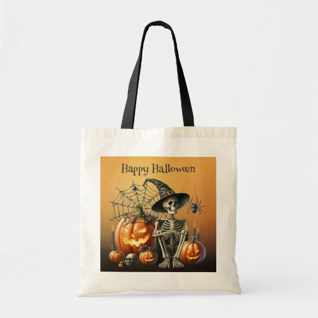 Skelettpumpa Halloween-handväska Tygkasse (Framsidan)