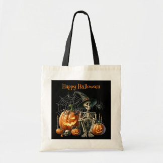 Skelettpumpa Halloween-handväska Tygkasse
