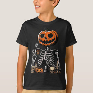 Skelettpumpa kaffedrickande rolig Halloween T Shirt