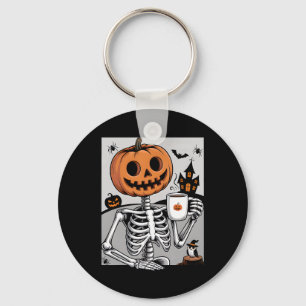 Skelettpumpa som dricker kaffe män kvinnor Hallowe Nyckelring