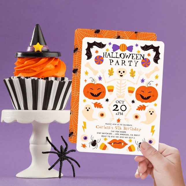 Skelettpumpa Spöken Halloween Födelsedag Inbjudningar (Skapare uppladdad)
