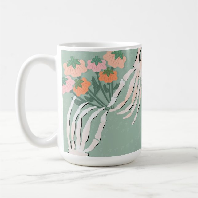 Skelettpumpabouquet Halloween Kaffemugg (Vänster)