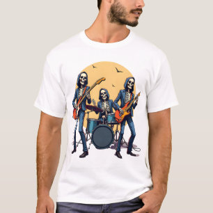 Skelettrockband � Rollig Halloween-tröja T Shirt