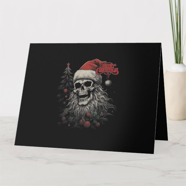 Skelettskalle Rolig God Jul Tomte Matchande Kort (Framsida)