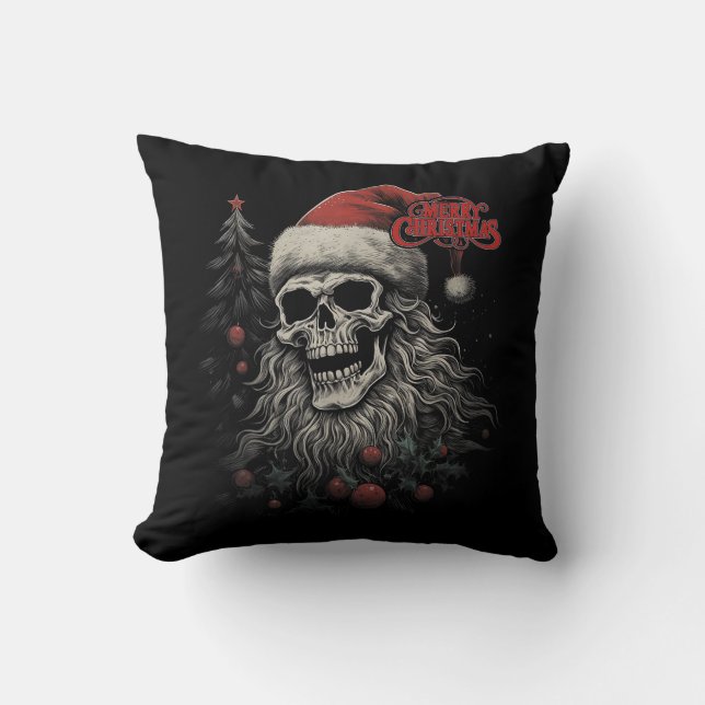 Skelettskalle Rolig God Jul Tomte Matchande Kudde (Framsida)