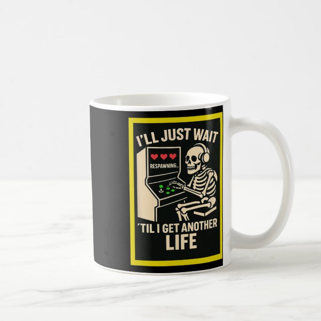 Skelettspelare Arkad Design – Rolig Retro Gaming  Kaffemugg (Höger)