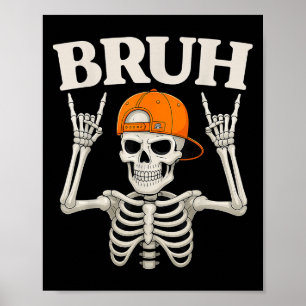 Skelettsten På Bruh Halloween För Män Pojkar Barn Poster