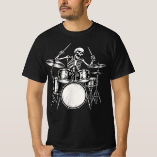 Skeletttrummis T-shirt Rolig Rockmusik Trumset