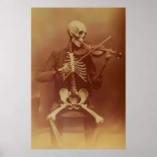 Skelettviolinist konsttryck vintage gotisk hem 1 poster