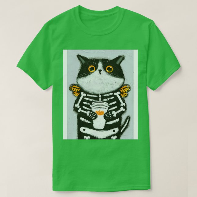Skellie Coffee Cat T Shirt (Design framsida)