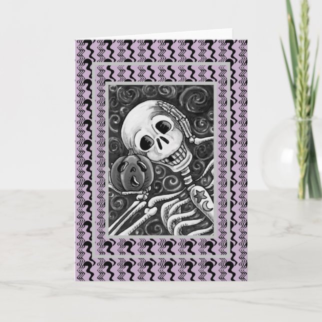 SKELLY & JACK GOTH HALLOWEEN GREETARD Blank Kort (Framsida)