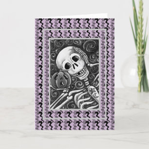 SKELLY & JACK GOTH HALLOWEEN GREETARD Blank Kort
