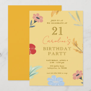 Skenbar Blommigt Birthday-inbjudningar Inbjudningar