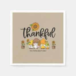 Skenbar liten solrosgnomfamilj pappersservett