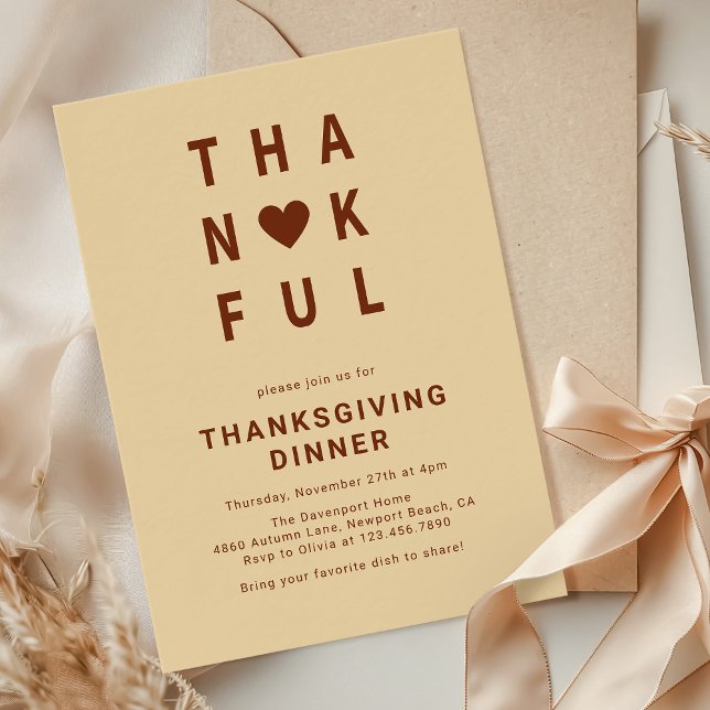 Skenbar, modern, minimalistisk Thanksgiving-middag Inbjudningar (Skapare uppladdad)