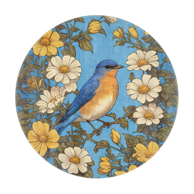 Skenbar Östra Blåfågel Gult och Vita blommor (Framsidan)
