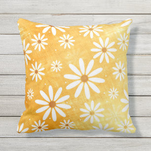 Skenbara daisy, rustik orange guld utomhuskudde