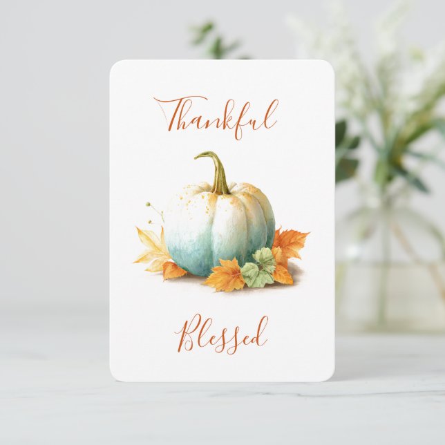Skenbart och blankt Pumpkin-Thanksgiving Tack Kort (Stående Fram)