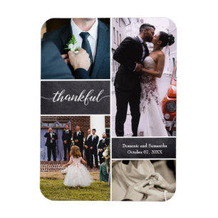 Skenbart skript Rustic Bröllop Photo Collage Magnet