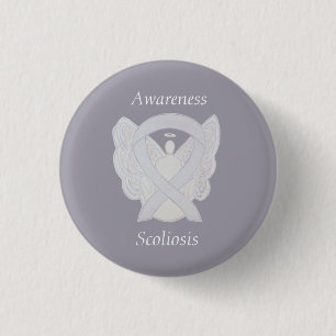 Skenbensmedvetenhet Angel Vitaktig Ribbon Art Pin Knapp