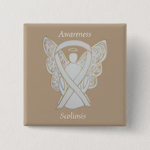 Skenbensmedvetenhet Angel Vitaktig Ribbon Art Pin Knapp