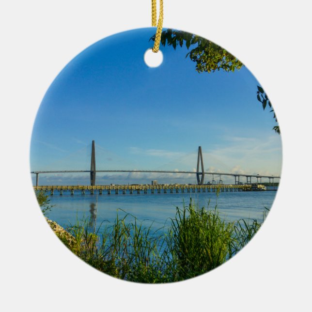 Skenet Arthur Ravenel Bridge Julgransprydnad Keramik (Framsidan)