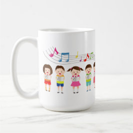 Skenfärgad Tecknad Kids Singing Music Illus Kaffemugg