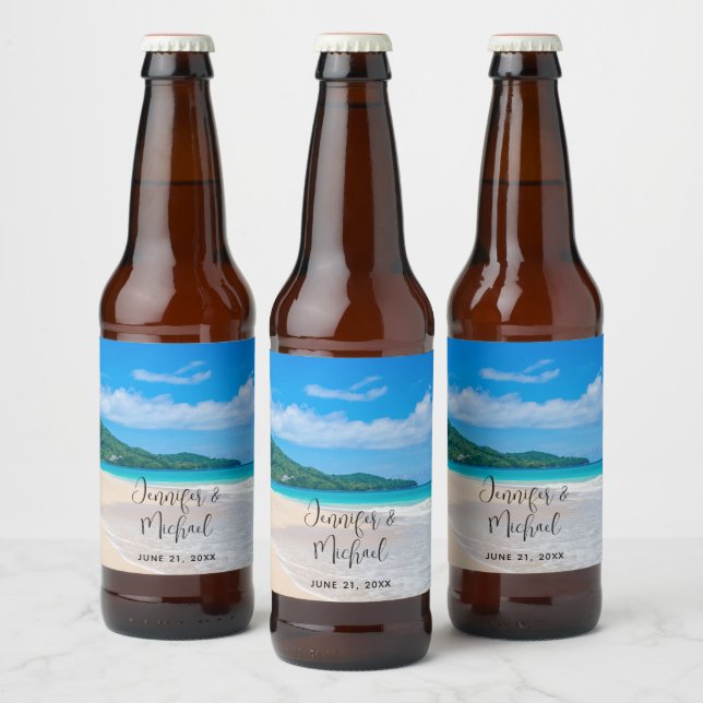 Skenfoto Bröllop i Tropical Destination Scenia Bea Ölflaska Etikett (Flaskor)
