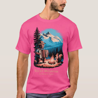 Skeniskt bergsområde nationalparken Bear Campfire T Shirt