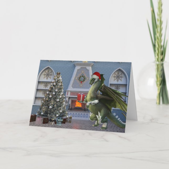 Skenkort för jultomten Dragon Träd Kort (Framsida)