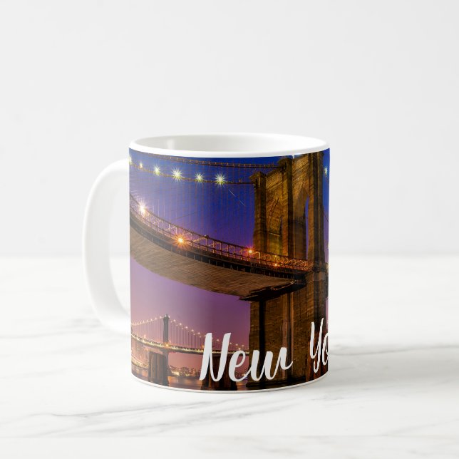 Skennattsvy för Brooklyn Bridge Kaffemugg (Framsida vänster)