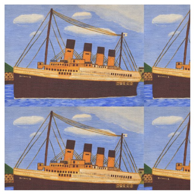 Skepp Titanic bomullstyg  Tyg (Närbild)