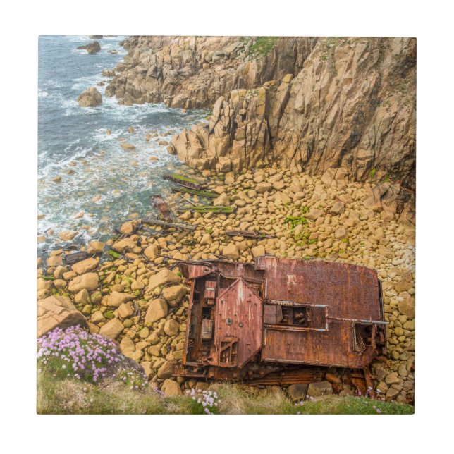 Skeppad frakt RMS Mulheim Lands End Cornwall Kakelplatta (Framsidan)