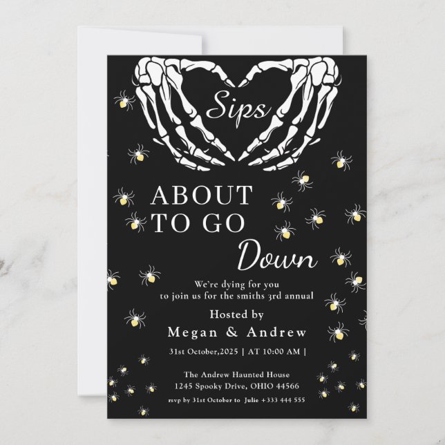 Skeppare på väg ner i Party Halloween Inbjudningar (Framsida)