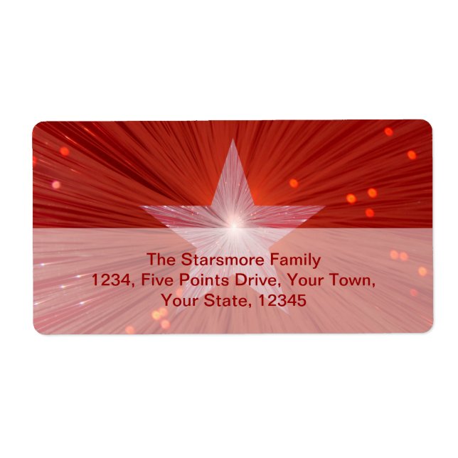 Skeppningsetikett för röd stjärna stor fraktsedel (Framsidan)