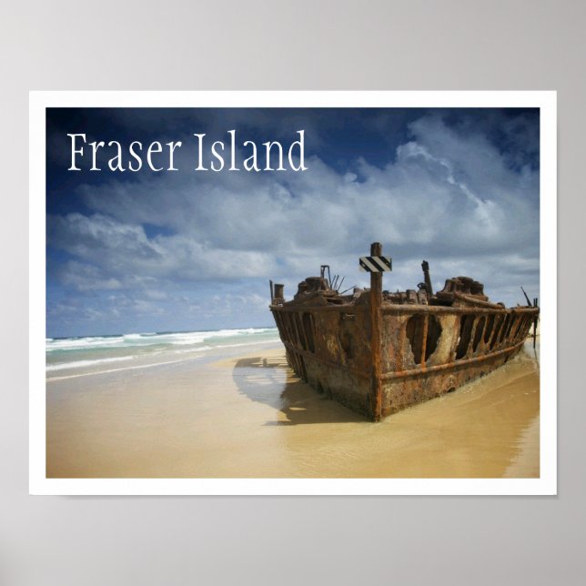 Skeppningsfartyget S.S. Maheno, Fraser Island Poster (Framsidan)