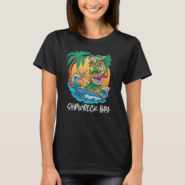 Skeppningsviken Nya Zeelands Surfing Beach Handfla T Shirt (Framsida)