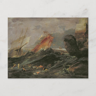 Skeppsbrott på en klippig strand, c.1645-50 vykort