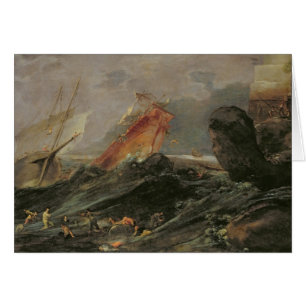 Skeppsbrott på en stenig kust, c.1645-50 hälsningskort