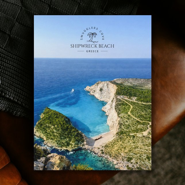 Skeppsbrottsbukten, Smugglers Cove, Grekland | Ele Vykort (Shipwreck Beach, Smugglers Cove, Greece | Elegant Postcard)