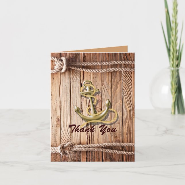 skeppsdocka strand ankare nautisk bröllop tack kort (Framsida)