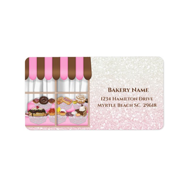 Skeppsetikett för bakverk i bakerifönstret fraktsedel (Framsidan)