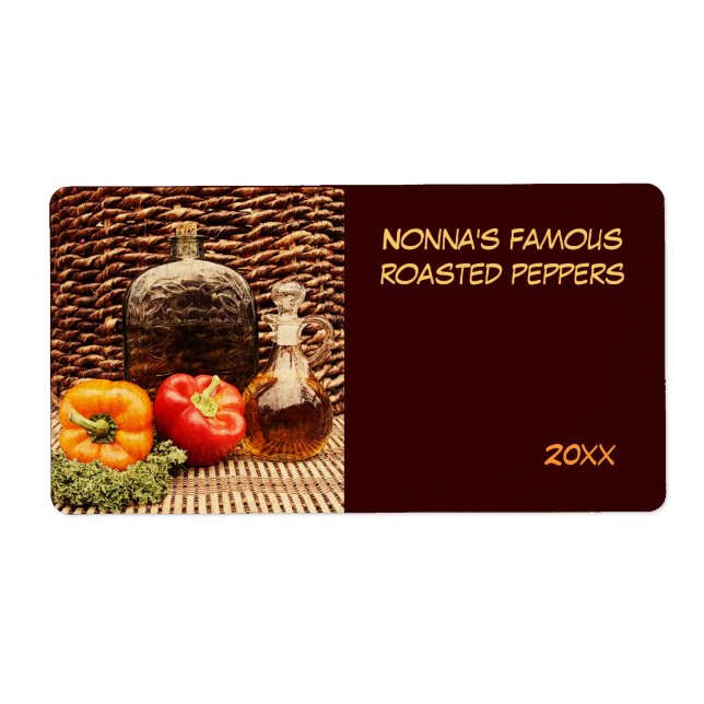 Skeppsetikett för rostad paprika fraktsedel (Framsidan)