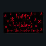 Skeppsetiketter Black Red Glad helg jul Fraktsedel<br><div class="desc">Svart- och rött typografi-Glad helg från Johnson Family,  julsäsongsstenar,  du kan ändra texten och färg och lägga till ditt namn</div>