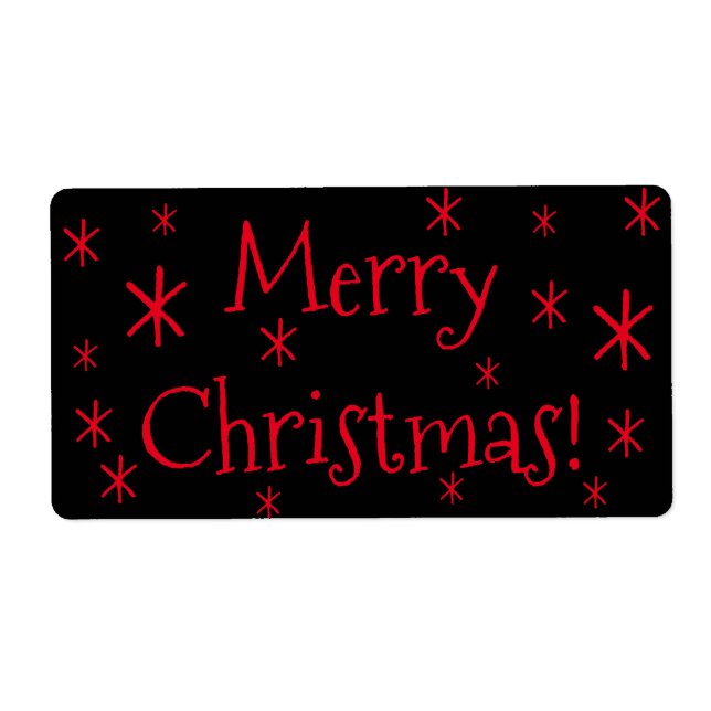 Skeppsetiketter Black Red God jul Stars Fraktsedel (Framsidan)