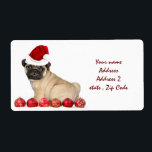 Skeppsetiketter för julpug-hund fraktsedel<br><div class="desc">lägga till text eller ladda upp en egen bild</div>