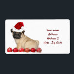 Skeppsetiketter för julpug-hund fraktsedel<br><div class="desc">lägga till text eller ladda upp en egen bild</div>