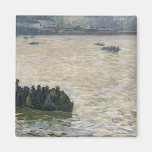 Skeppsvarvarbetare som hem går tillbaka på Elben Magnet