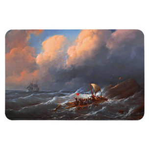 Skeppsvrak Survivors på en raft Magnet