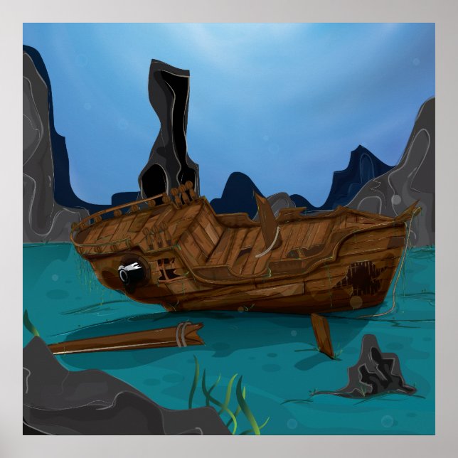 Skeppsvrak under vattnet poster (Framsidan)